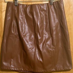 Blashe Women's Faux Leather Mini Skirt Brown, Medium